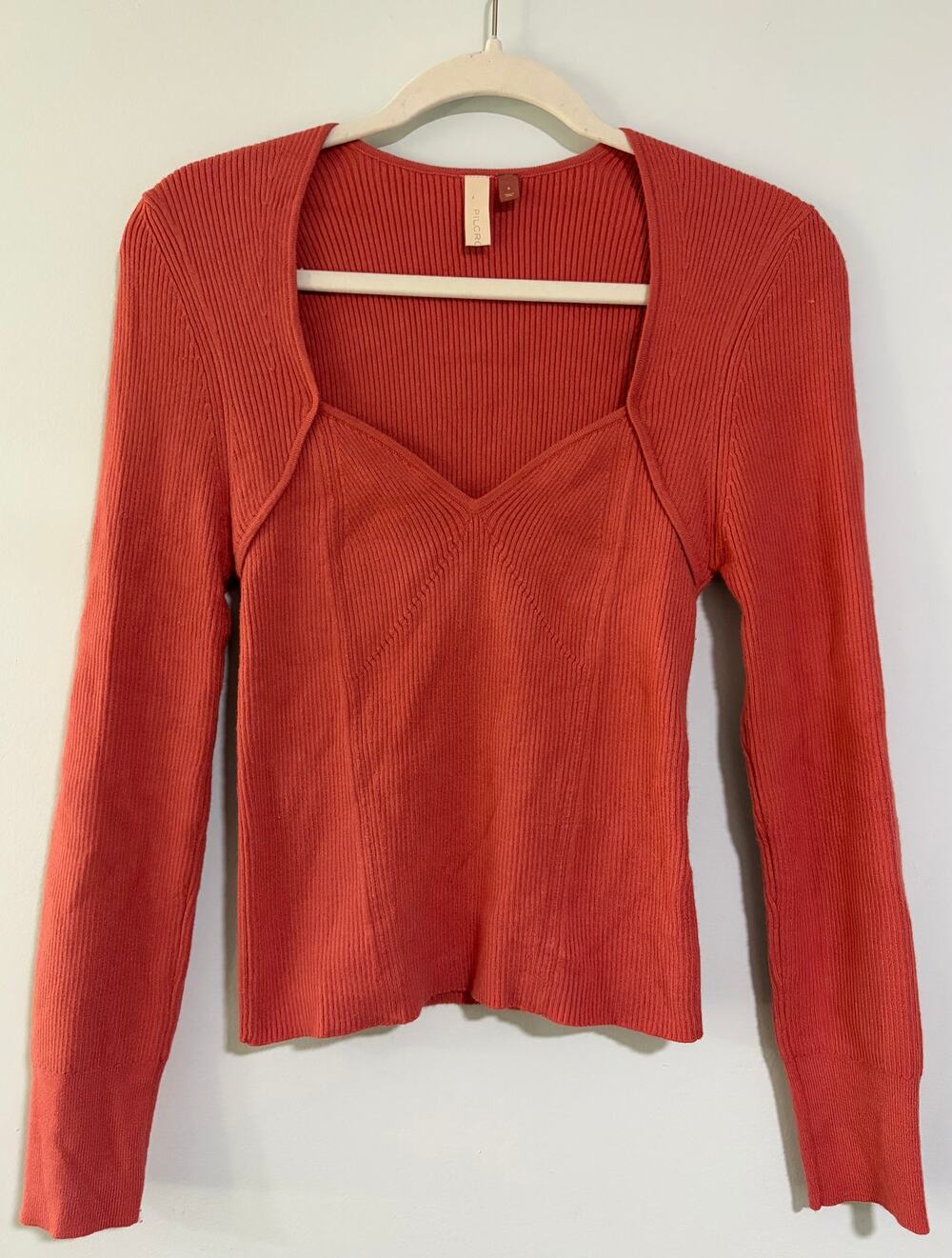 Pilcro Anthropologie Rust Ribbed Cutout Bolero Sweater Women's Small